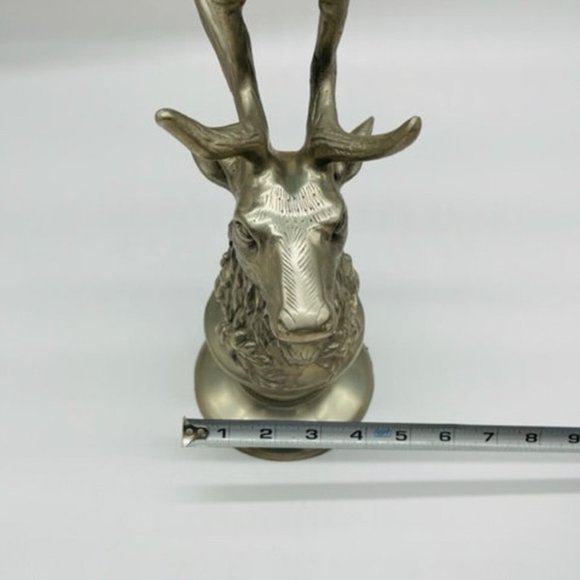 Vintage XL Candle Holder Deer Head Pewter 6 Candle Chandelier Deer Advent Decora - Picture 9 of 9
